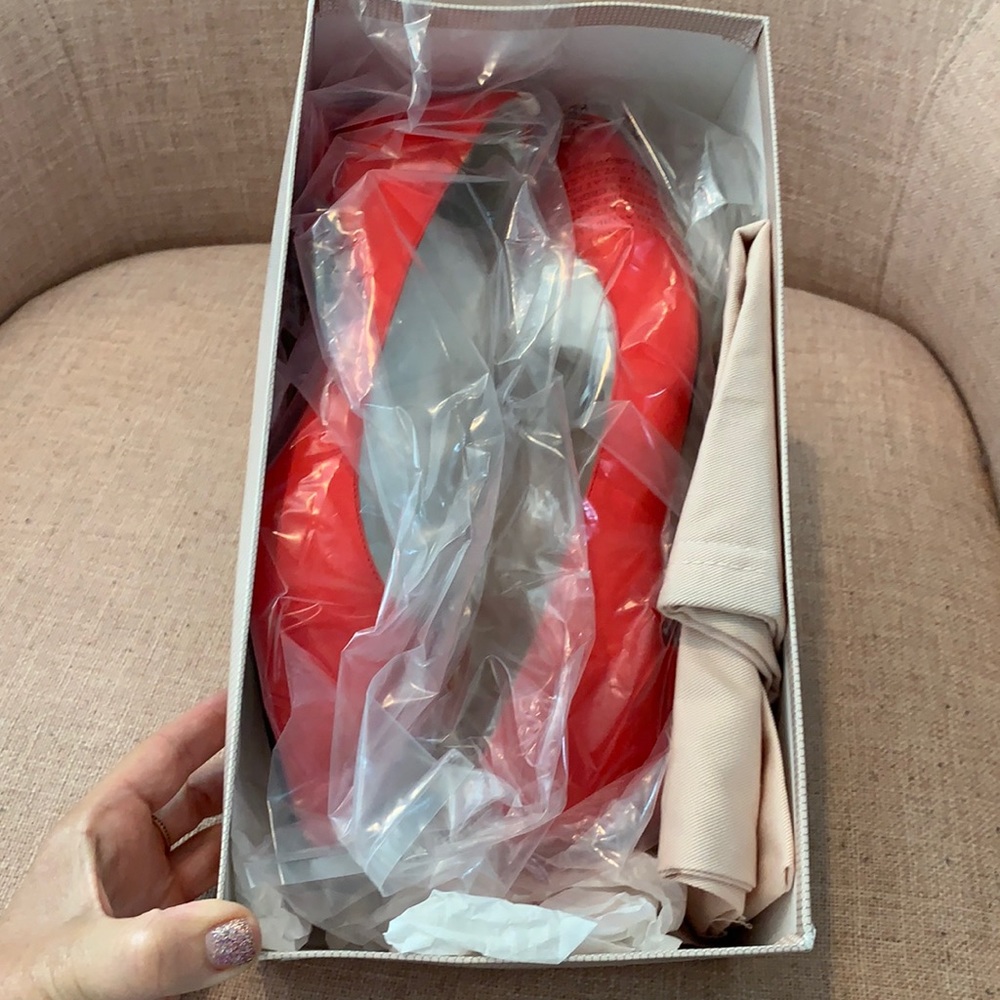 SJP poppy red satin flats